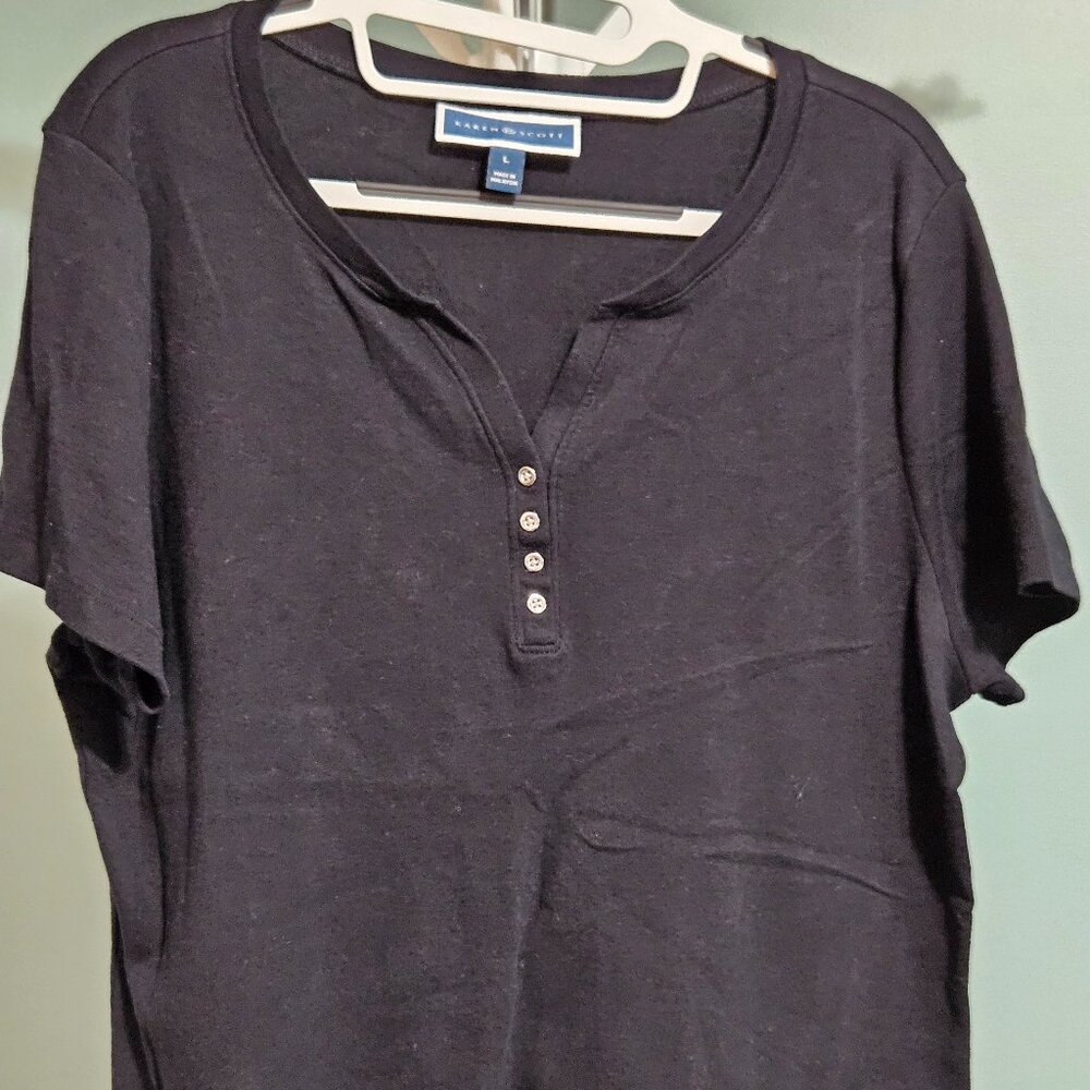 Karen Scott Short Sleeve Vneck TShirt